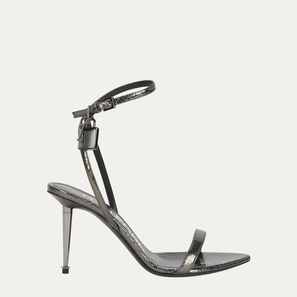 New TOM FORD Tom Ford padlock sandals in laminated leather 37.5 $1,350